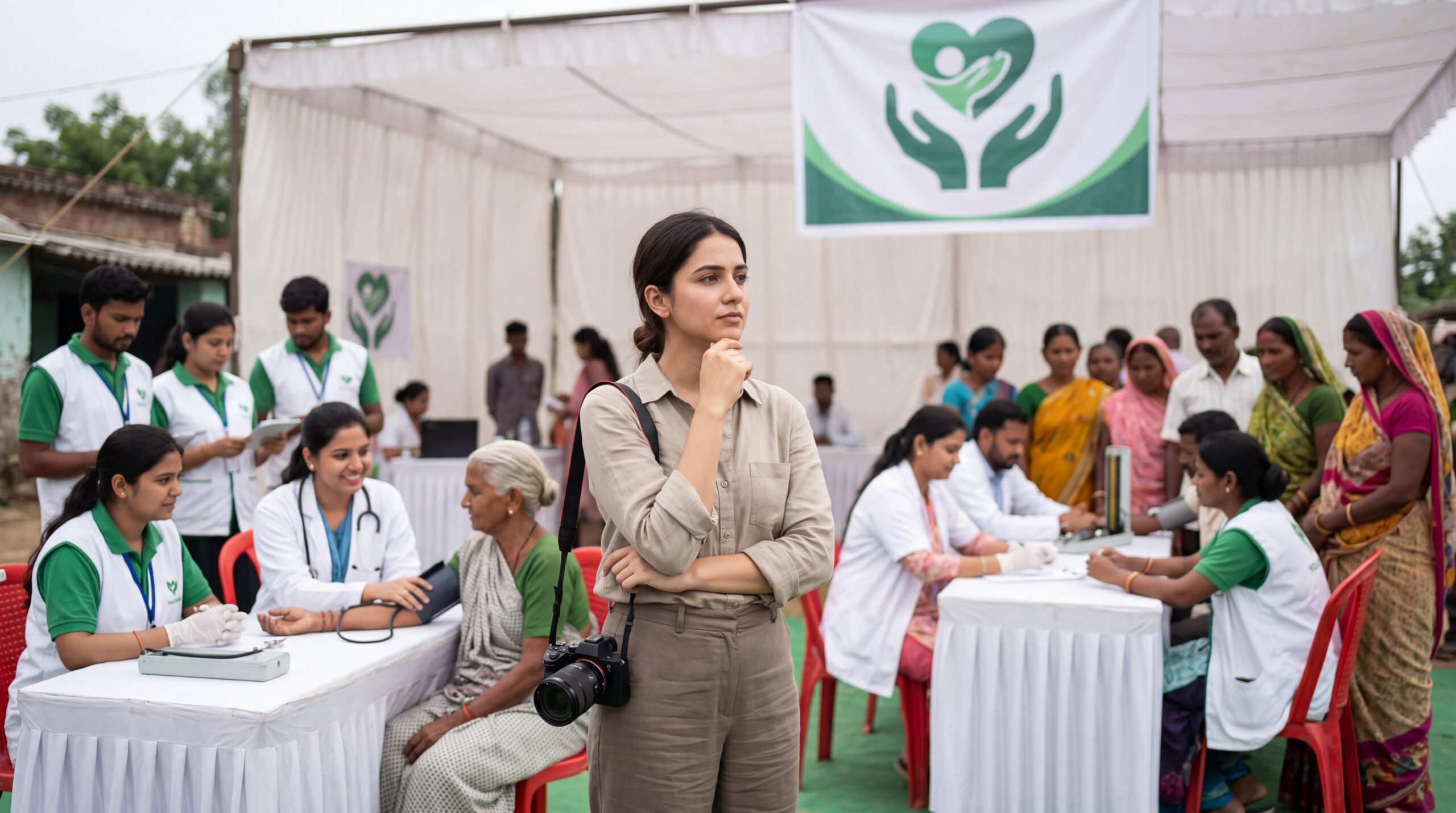 Doctors providing free treatment to patients at Free Medical camp in Sirsa